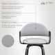 Daxton Mid-Century Swivel Bar Stool, Upholstered Counter Height Chair with Bentwood Legs
