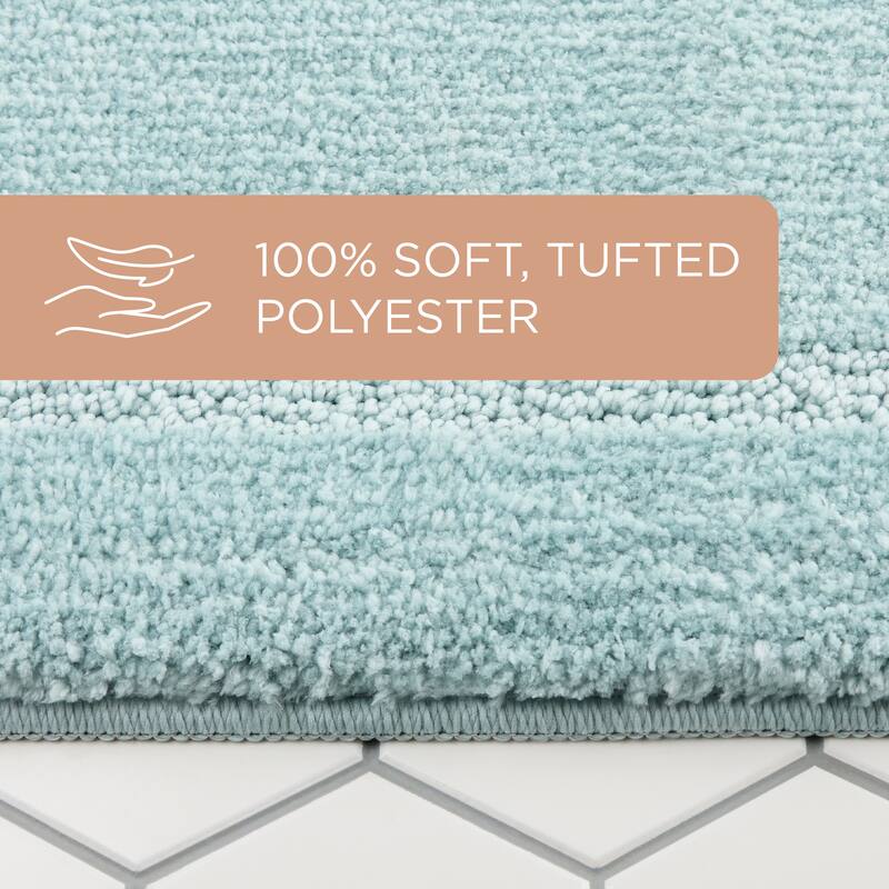 TOWN & COUNTRY EVERYDAY Ultra Plush Solid Tufted Border Bath Mat, Tufted Floor Mat, Non-Slip Backing, Machine Washable