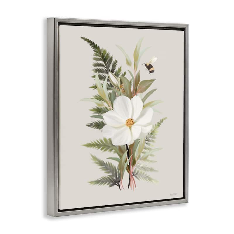 Stupell Bumble Bee & Flower Framed Floater Canvas Wall Art Design By House Fenway