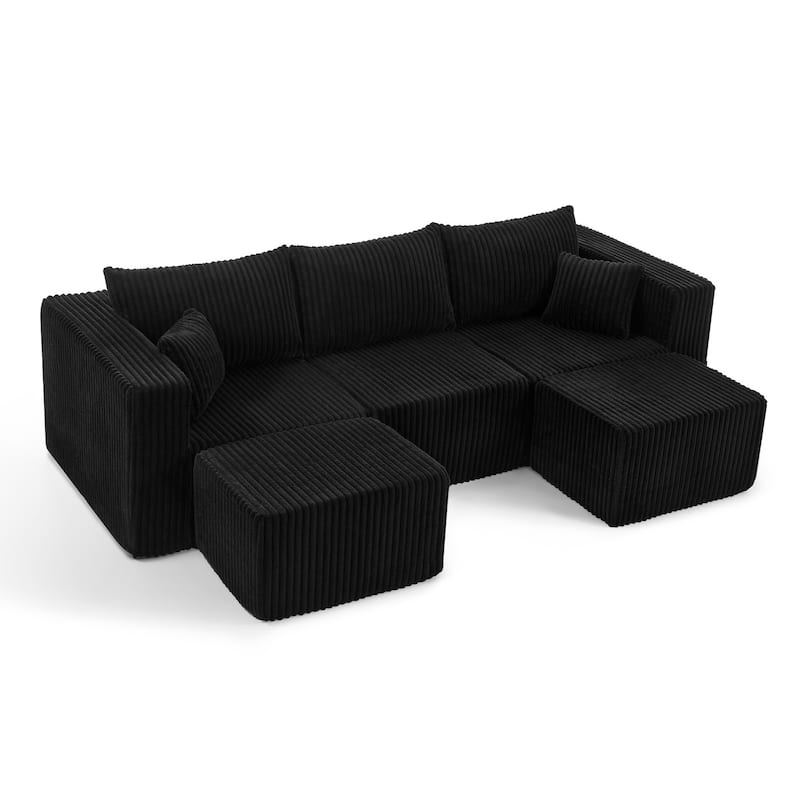 94.1" U-Shaped Sectional Sofa with Two Movable Ottomans