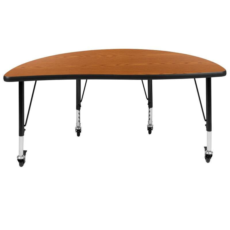 Mobile 47.5" Half Circle Wave Collaborative Grey Kids Adjustable Activity Table