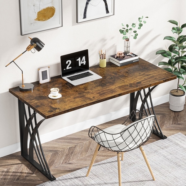 Clear Tempered Glass Desk w Raised Cable Management Border