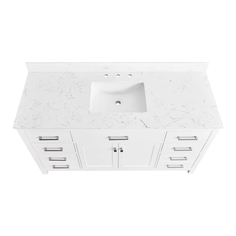PROOX Freestanding Bathroom Vanity Engineer Stone with Ceramic Rectangular Sink