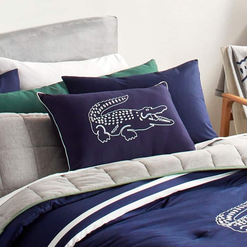 Lacoste Embroidered Big Croc Cotton Decorative Pillow