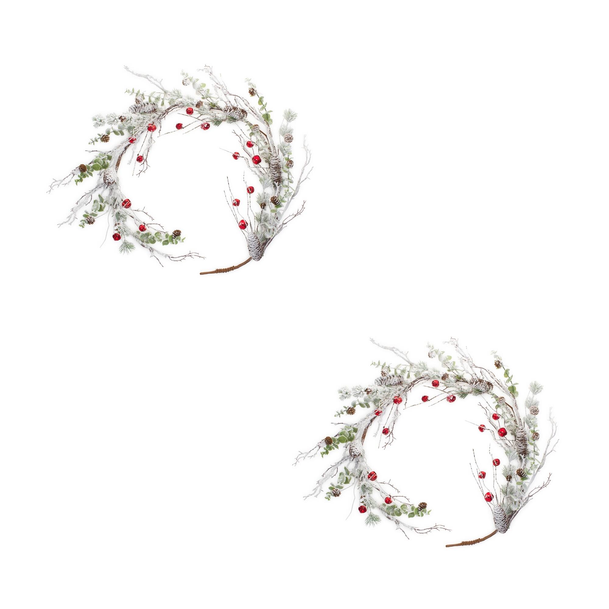 Snow Pine Garland w/Sleigh Bells (Set of 2) 5'L Multi 66.5 x 8 x 4