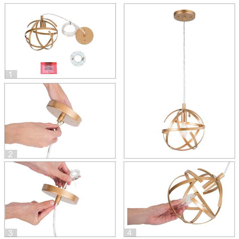 1-light Modern Glam Gold Orb Island Pendant Lights for Dining Room - D8" x H8.5"