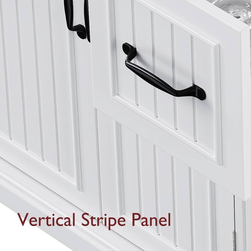 Kitchen Island Embossed Vertical Stripe Rolling Kitchen Cart with Rubber Wood Veneer Drop Leaf
