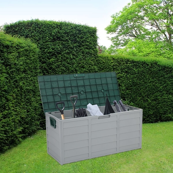 260L Garden Plastic Storage Deck Box for Patio Furniture Lockable