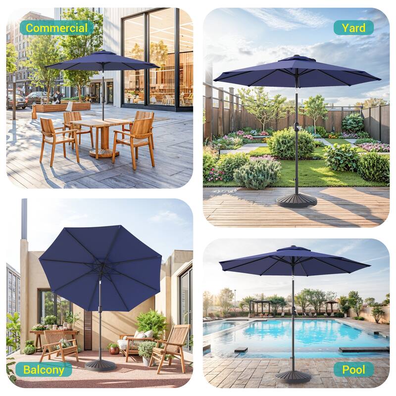 BONOSUKI LED Patio 9Ft Market Umbrella,Outside Deck Table Umbrella