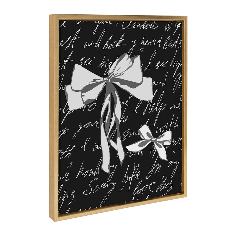 Sylvie Black White Bow Framed Canvas by Honey Island Studio - 18x24 - Yellow