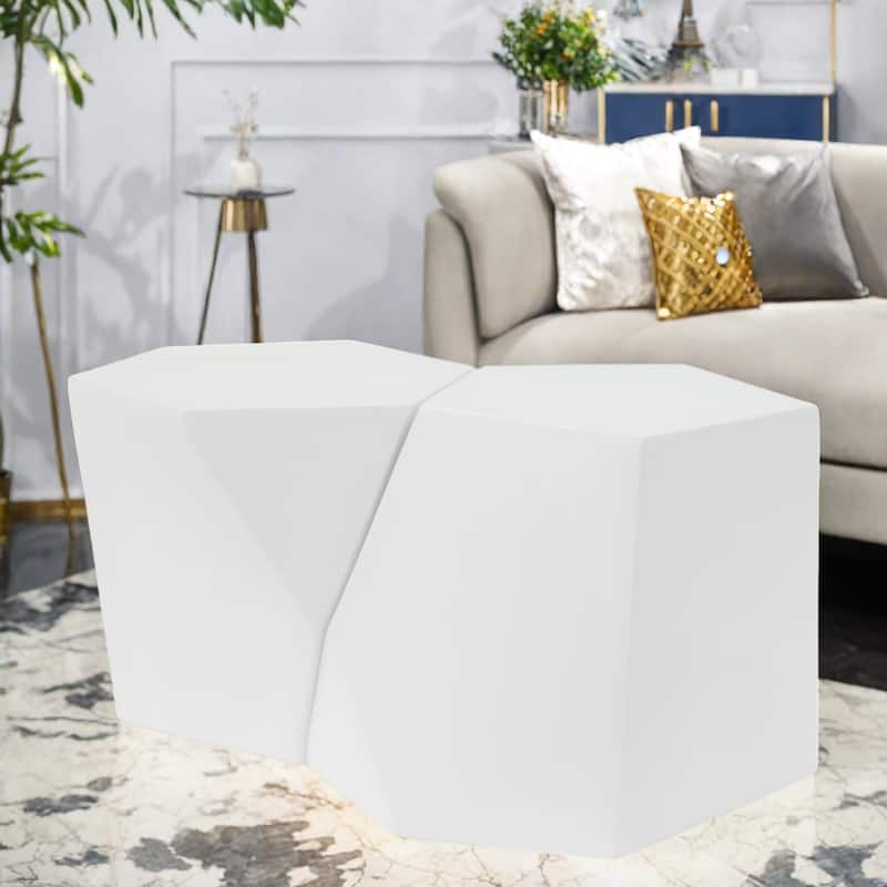 30.25 Magnesium Oxide 2-Piece Coffee Table Set for Indoor/Outdoor Use - White