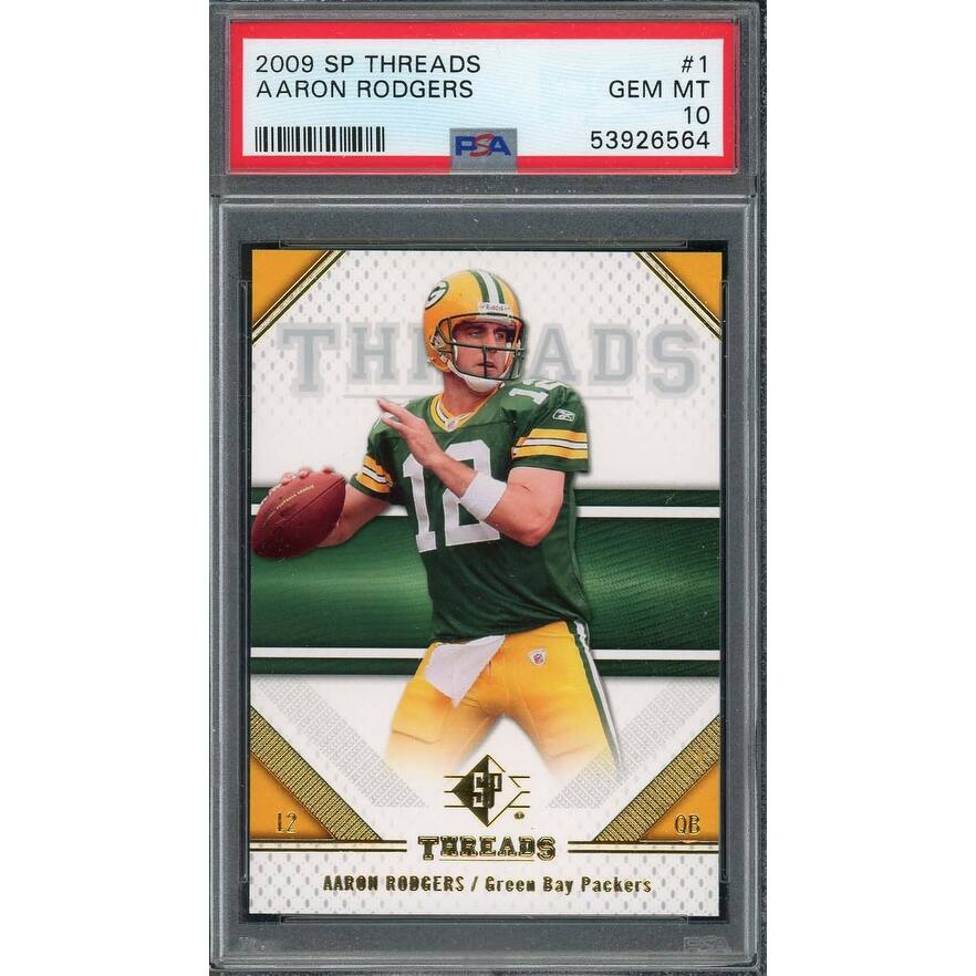 Aaron Rodgers 2009 SP Threads Football Card #1 Graded PSA 10 GEM MINT - 8'6" x 11'6"