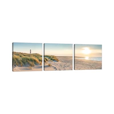 iCanvas "Sunset Panorama At The Dune Beach, Sylt, Schleswig-Holstein, Germany" by Jan Becke 3-Piece Canvas Wall Art Set
