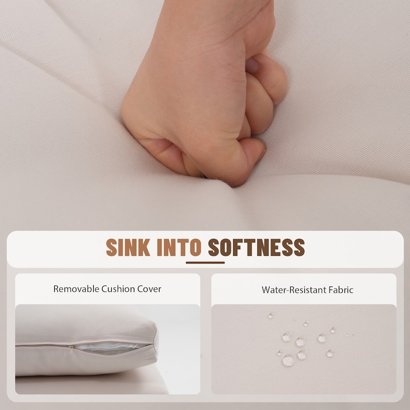 Outdoor 4-Piece Conversation Set Solid Eucalyptus Wood L-Shaped Sectional Sofa with Coffee Table