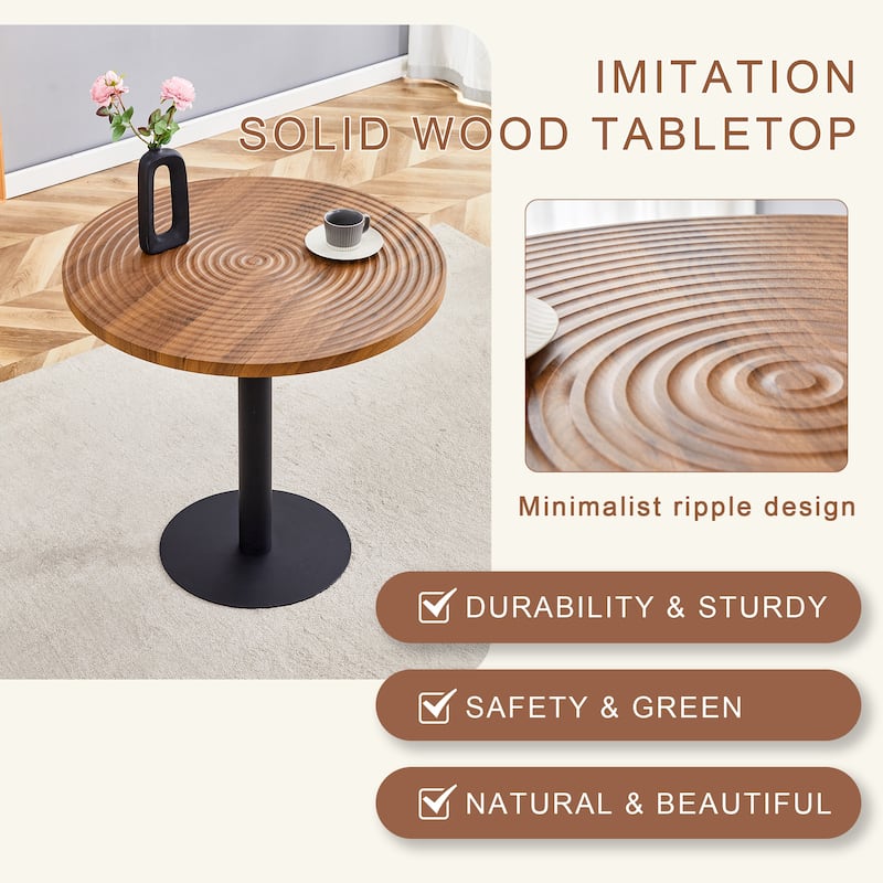 5-Piece Round Dining Table Set with Black Side Upholstered Chairs