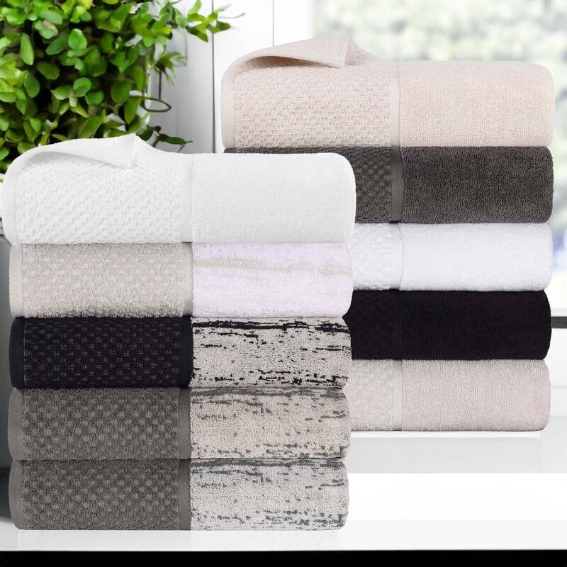 Superior Lodie Cotton Plush Absorbent Jacquard Solid 3 Piece Towel Set