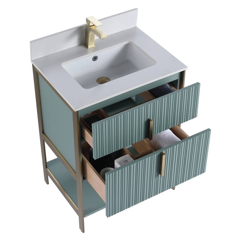 Fine Fixtures Serenity Modern Bathroom Vanity with White Stone Top