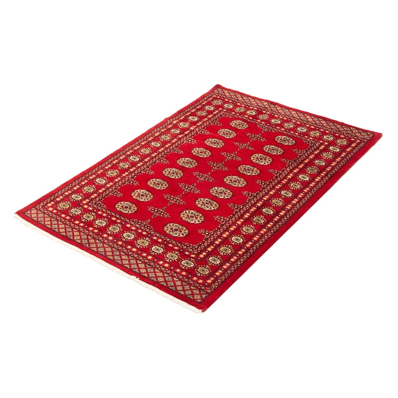 ECARPETGALLERY Hand-knotted Peshawar Bokhara Red Wool Rug - 4'2 x 6'3