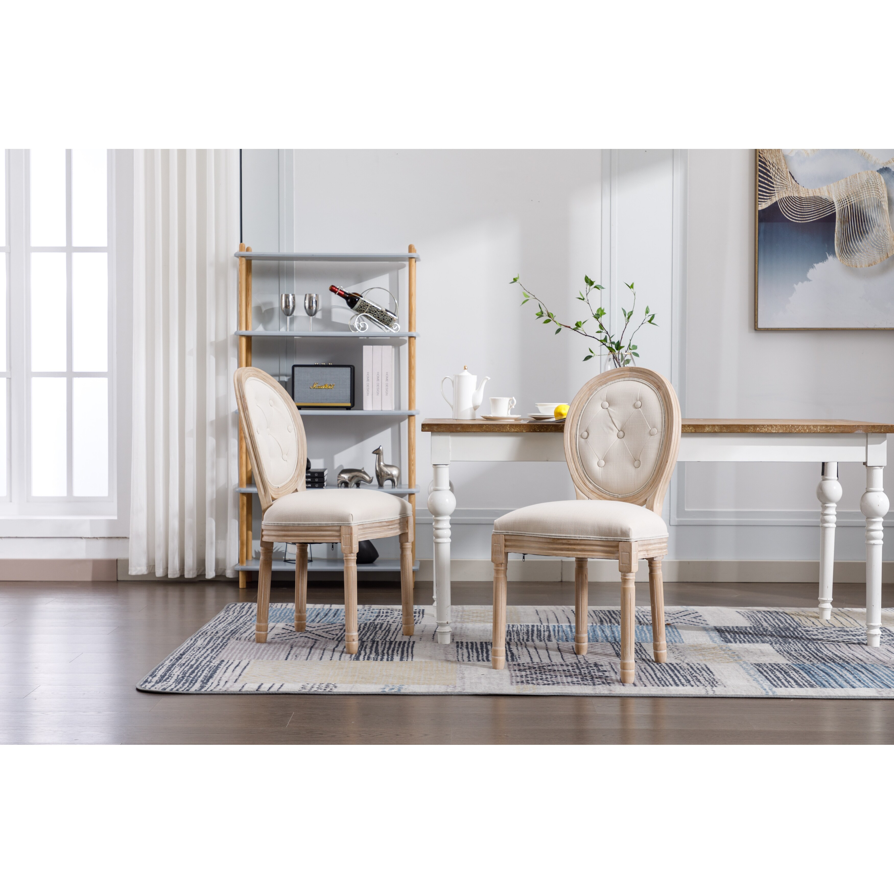 Linen tufted dining discount chair