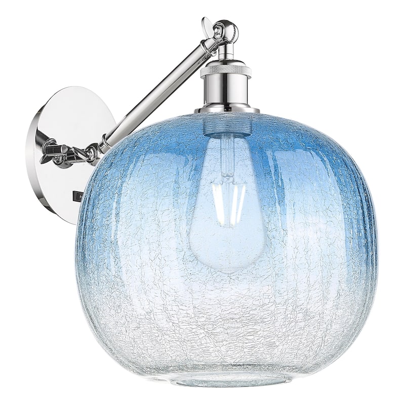 Innovations Lighting 317-1W-12-11 Brookhaven Sphere Sconce Brookhaven - Polished Chrome / Sapphire Blue