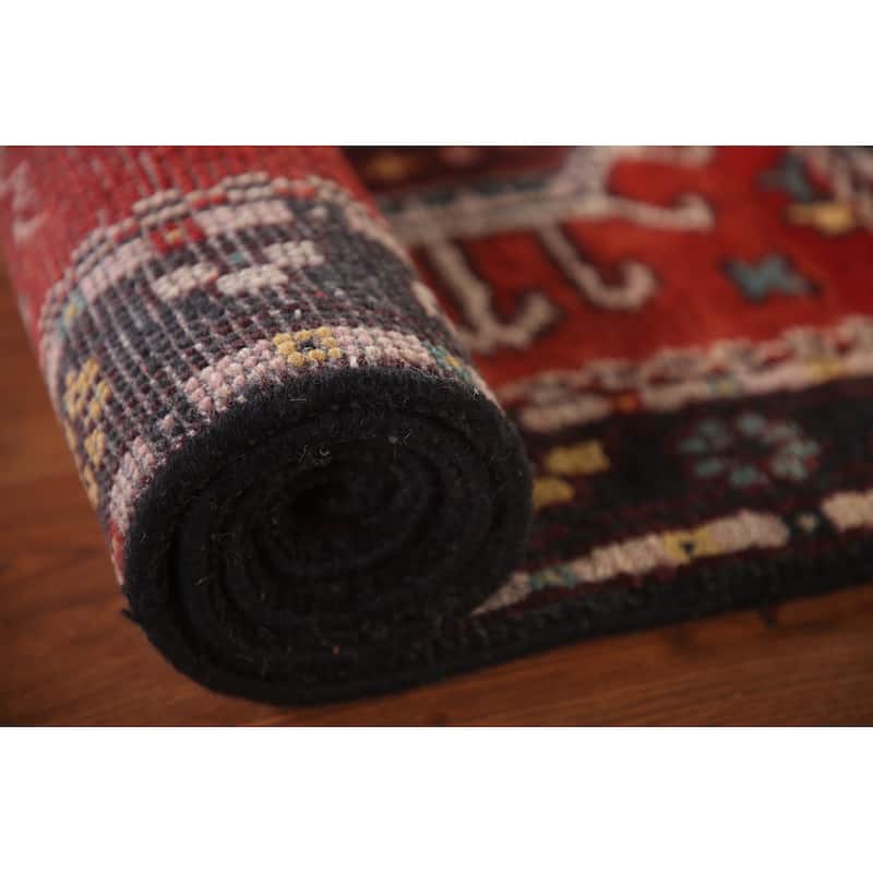 Geometric Kazak Indian Area Rug Hand-knotted Wool Carpet - 2'11"x 5'0"