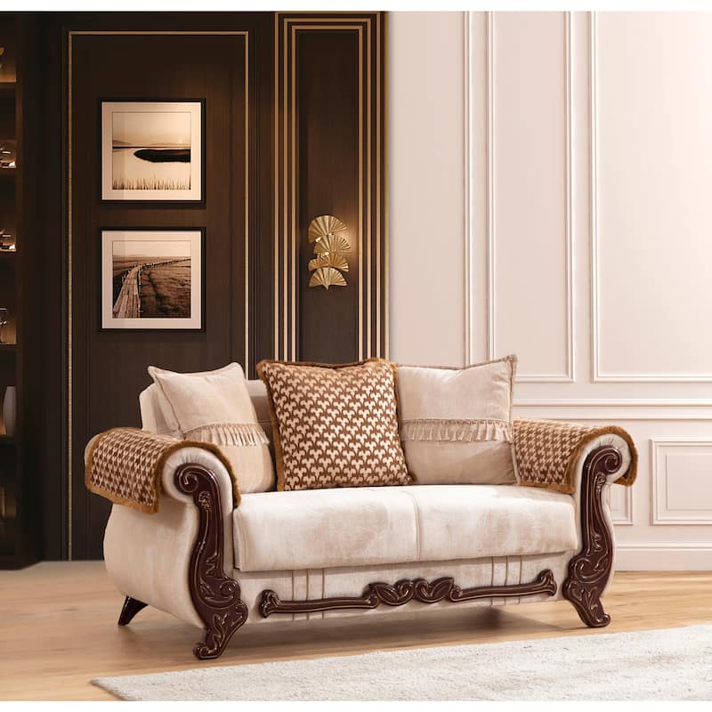 Carmen Traditional Style Upholstery Loveseat Made with Wood