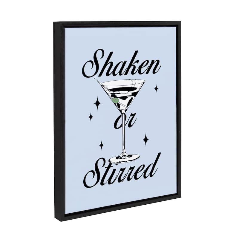 Kate and Laurel Sylvie Shaken or Stirred Blue Framed Canvas by Alli Standefer - 18x24 - Black