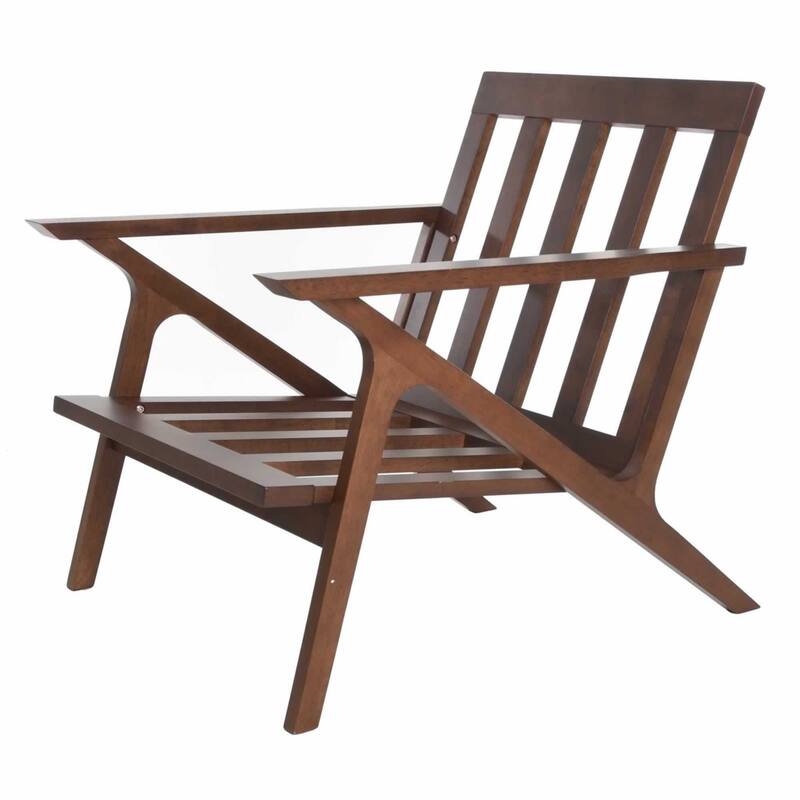 Zenvida Mid Century Modern Armchair Solid Hardwood Upholstered Accent Chair