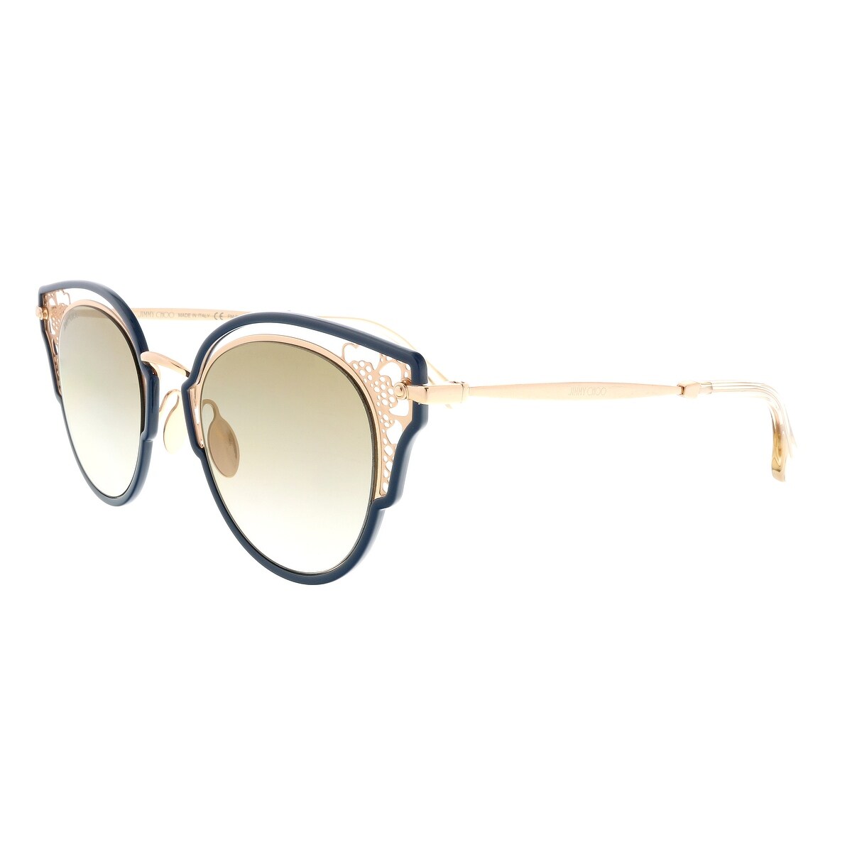 Shop Jimmy Choo Dhelia S 0ky2 Copper Gold Blue Cat Eye Sunglasses