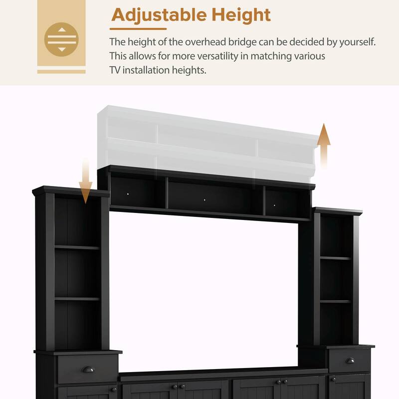 Minimalist TV Stand and Wall Unit Set with Ample Storage Space, Adjustable Shelves