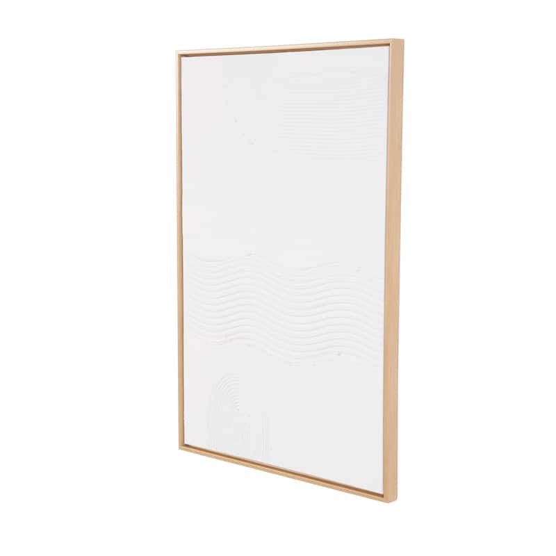 White Canvas Abstract Framed Wall Art with Brown Frame