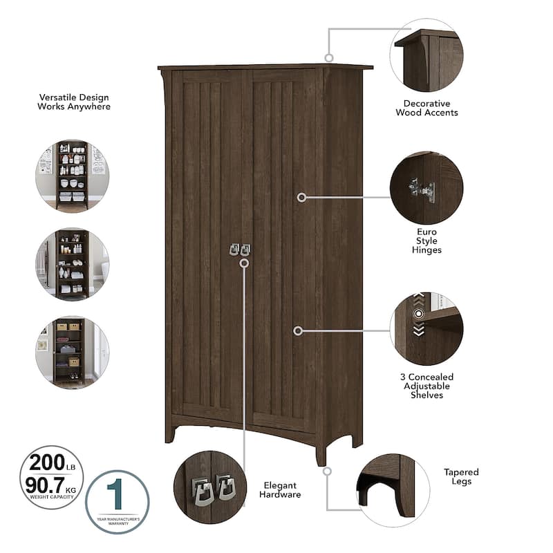 Salinas Tall Storage Cabinet with Doors by Bush Furniture