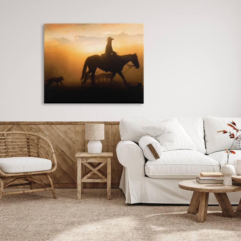 Stupell Western Horse at Sunset Canvas Wall Art Design by PBurchettePhoto