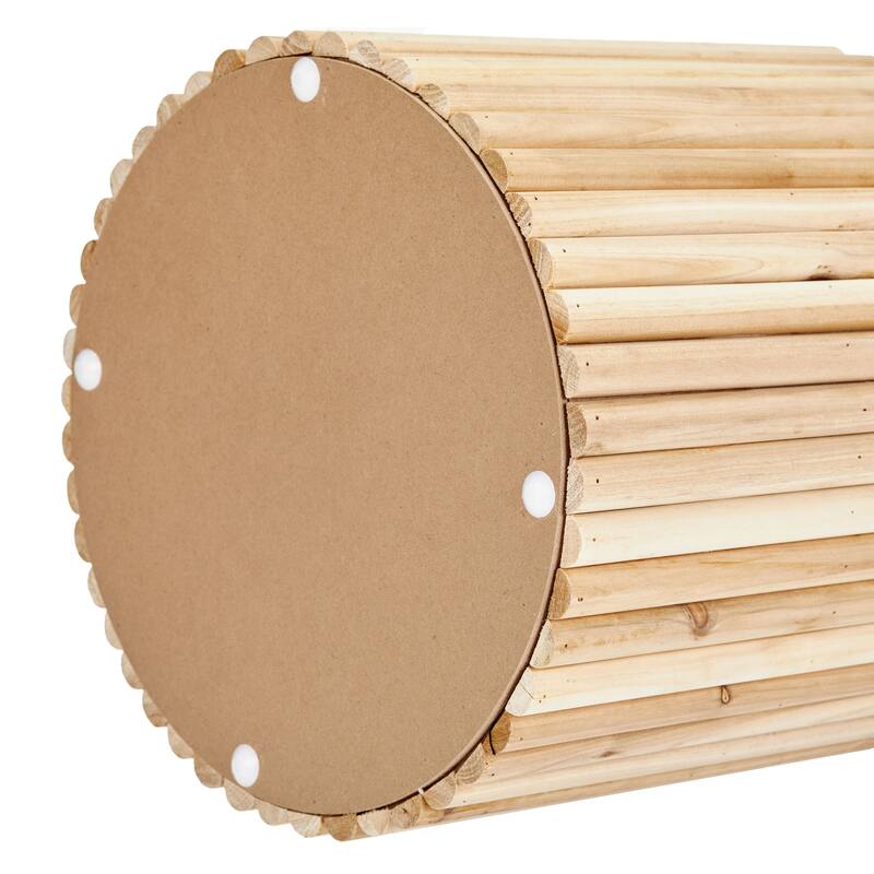 Aria Home Mid-Century Modern Bamboo Base Round Boucle Storage Ottoman