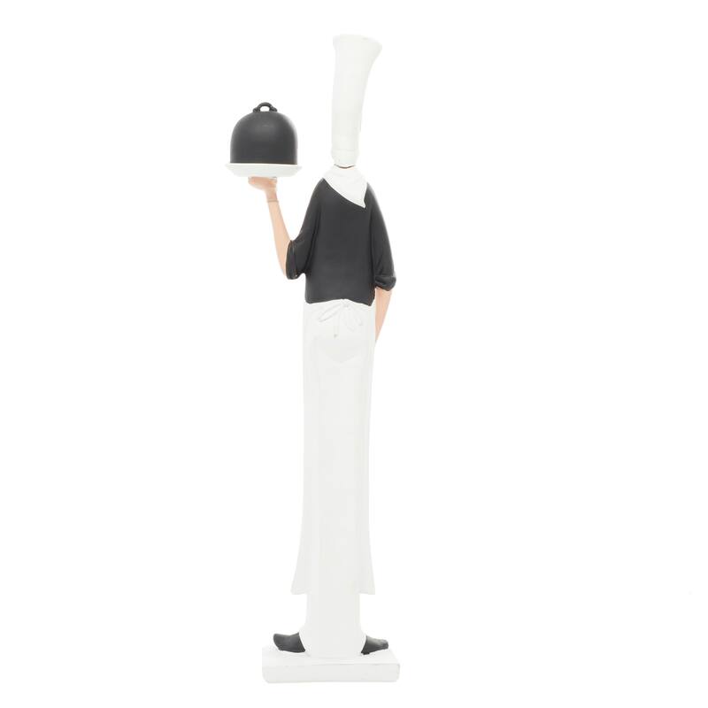 White Polystone Chef Decorative Sculpture - 5 x 3 x 20