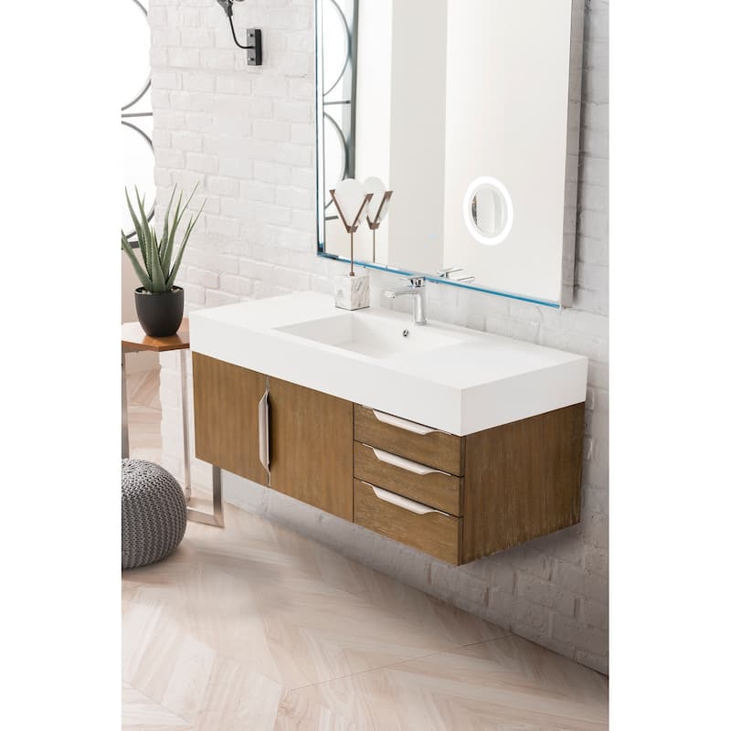 James Martin Vanities Mercer Island 48" Single Vanity, Latte Oak with Brushed Nickel Hardware