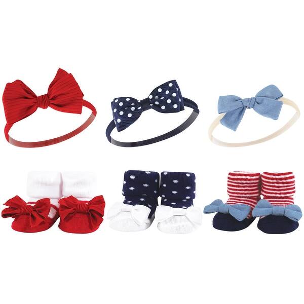slide 1 of 1, Hudson Baby Infant Girl Headband and Socks Giftset, Red Chambray, One Size - Red Chambray Red Chambray - One Size