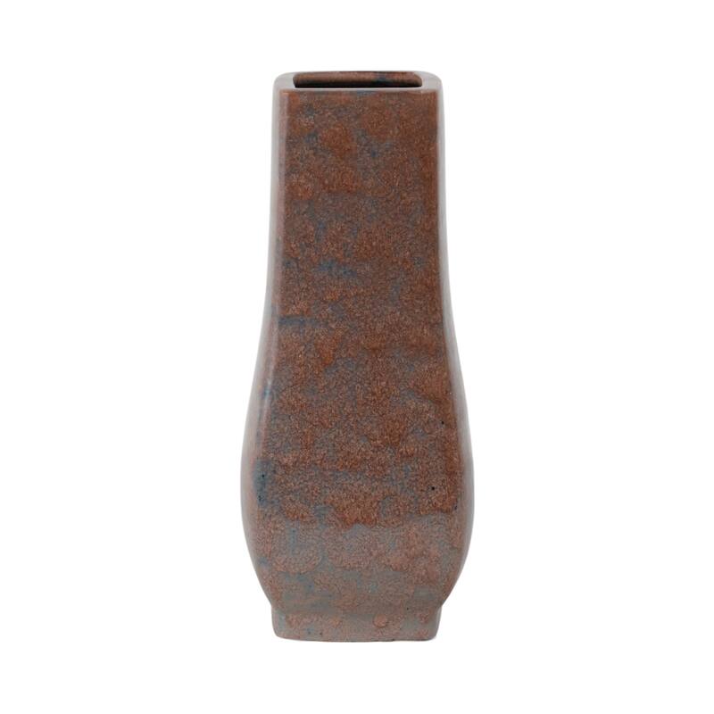 Metal Vase Geometric Textured Design and Sculptural Curved Silhouette