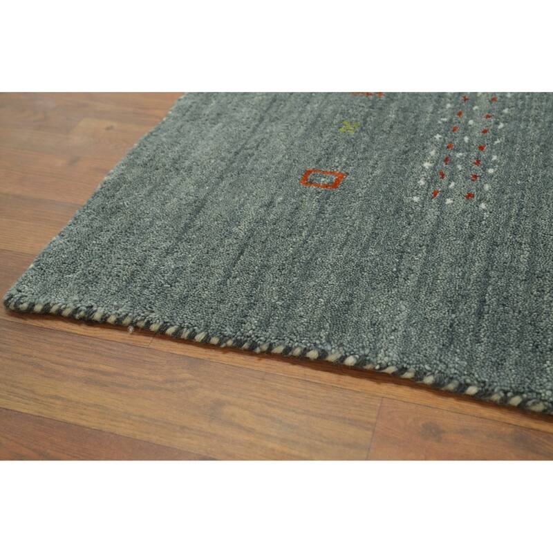 Hand Knotted Oriental 100% Wool Carpet Tribal Animal Pictorial Greys & Charcoal Gabbeh Area Rug - 8' 8'' X 8' 11''