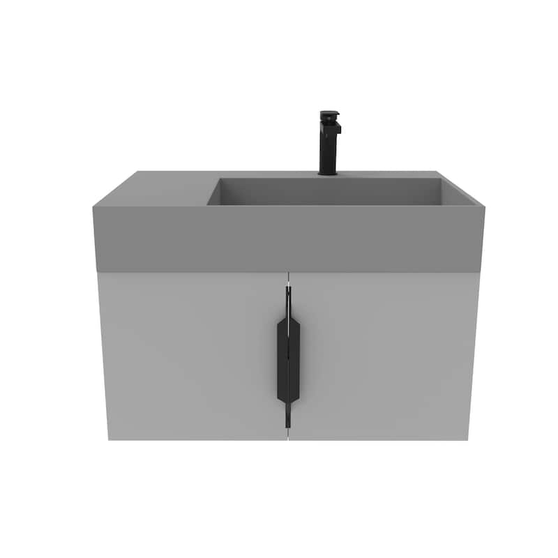 Amazon 30" Wall Mounted Bathroom Right Basin Vanity Set w/ Gray Top - Matte - Grey