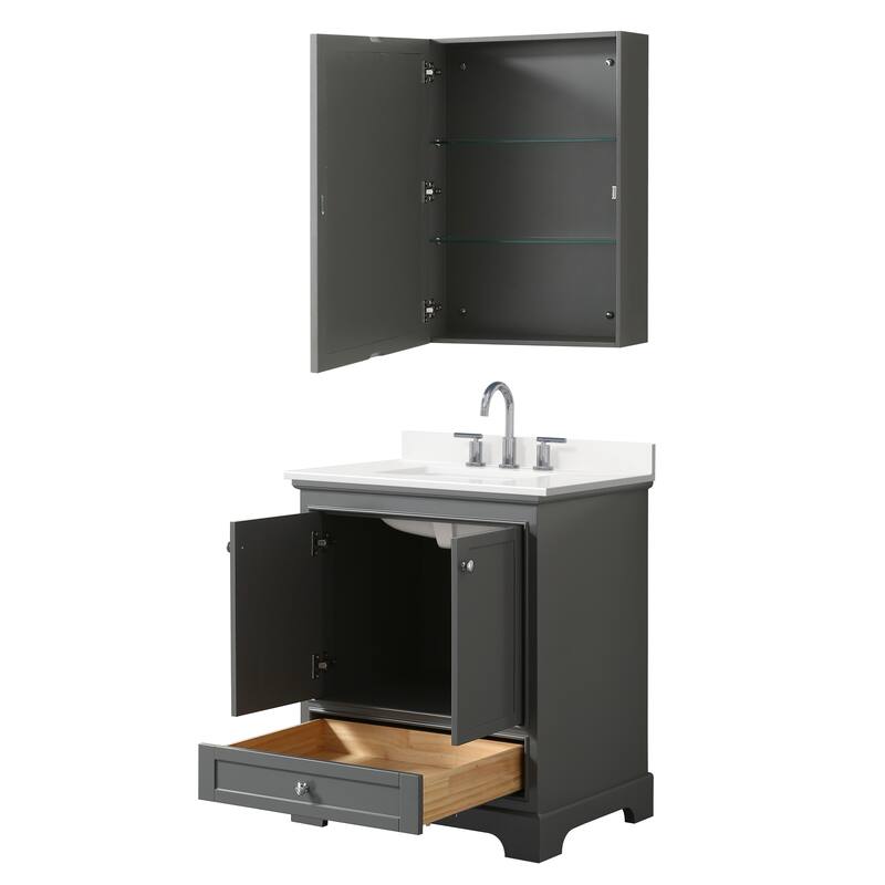 Deborah 30-inch Single Vanity, Quartz Top, Medicine Cabinet