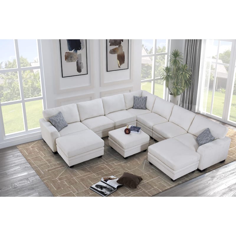 10PCS Corduroy Flexible Combination Sectional Sofa Couch