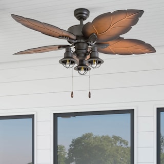 52" Prominence Home Ocean Crest Bronze Tropical Indoor/Outdoor Ceiling Fan with Light, Pull Chain