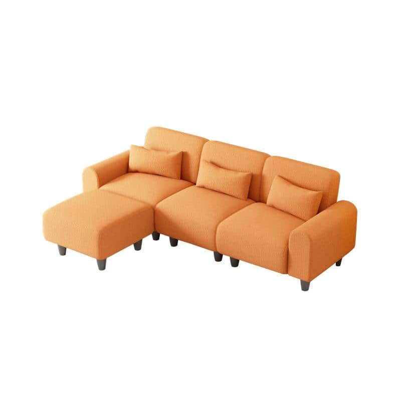 84.6" Teddy velvet L-shaped modular sofa