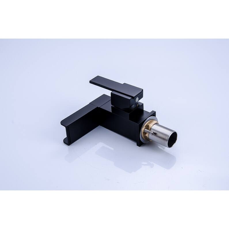 Square Waterfall Single Handle Bathroom Sink Faucet in Matte Black