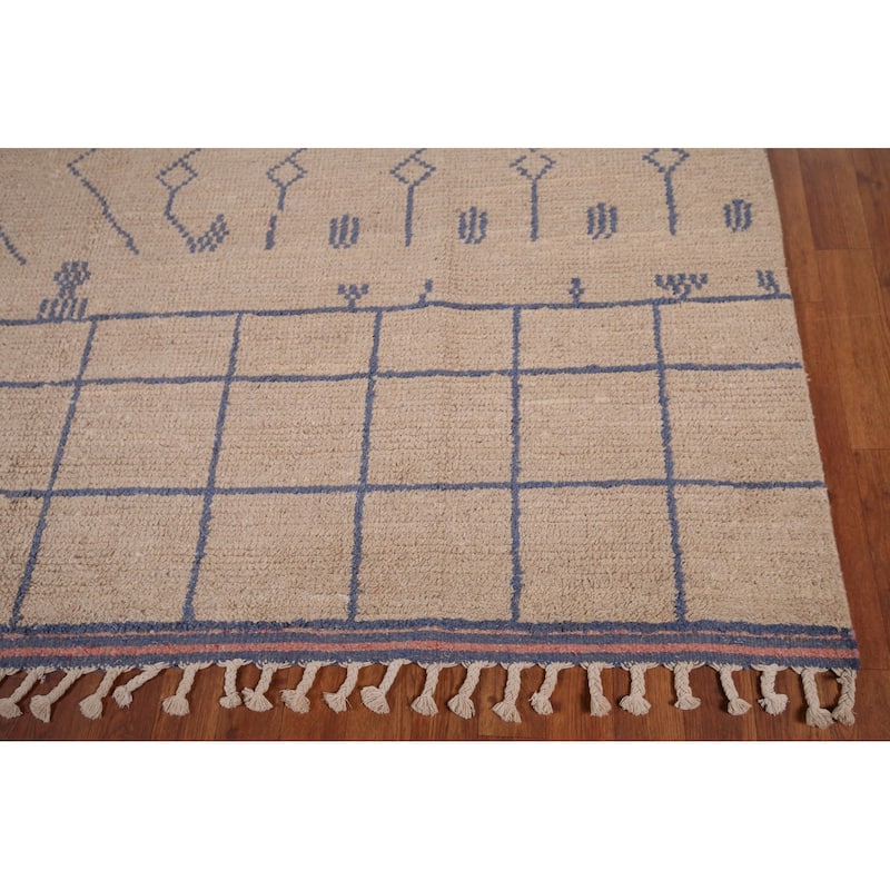 Earth Tone Trellis Moroccan Oriental Area Rug Hand-Knotted Wool Carpet - 7'8"x 8'8"