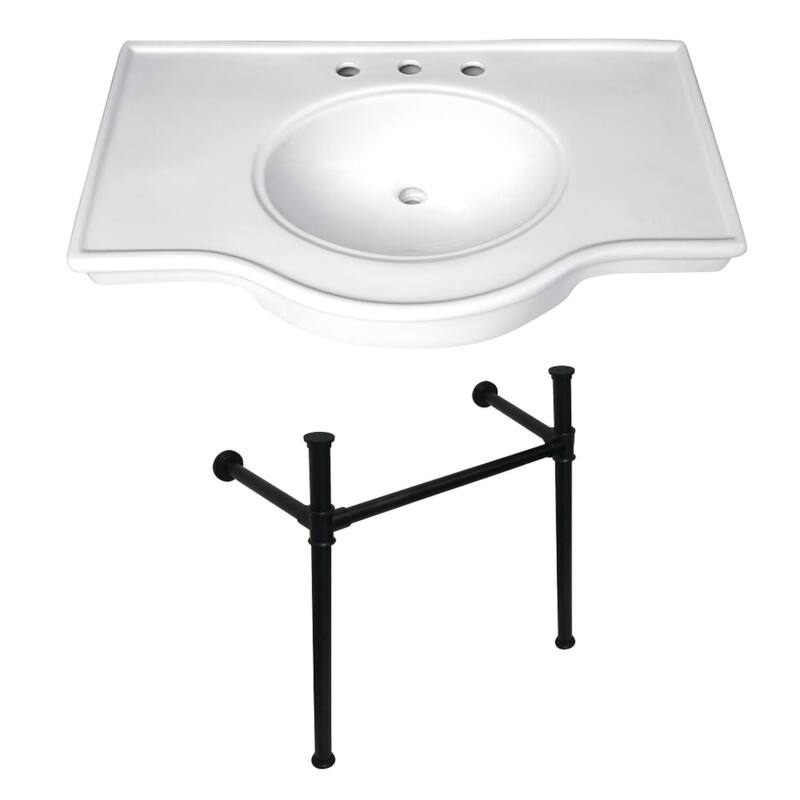 Kingston Brass Templeton 37" Wide Console Sink Set - White / Oil Rubbed Bronze