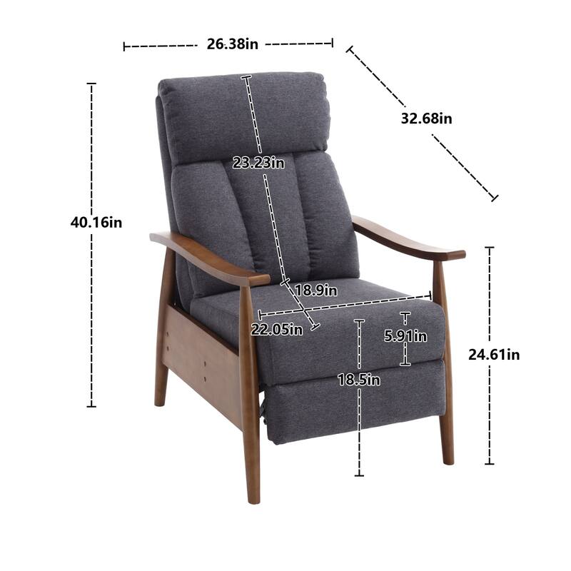 Modern Adjustable Recliner Chair, Wood Frame Armchair Accent Chair Lounge Chair Upholstered Sofa Chair for Living Room
