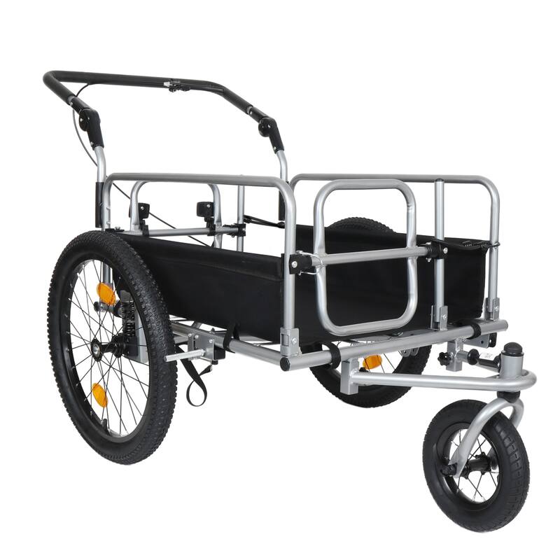 3-in-1 Heavy-Duty Bike Cargo Trailer -Bike Compatible Steel Frame, 110lb Capacity, Convertible Stroller & Pull Cart