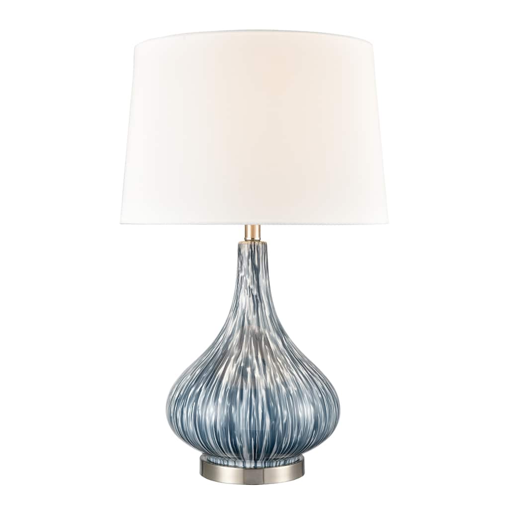 Elk Home Northcott Blue With White Linen Shade 1 Light Table Lamp